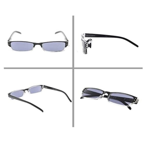 NWT EyeKepper 1.25 Unisex Rectangle Black Sheer Gray Reading Sunglasses 115214 - Picture 2 of 3